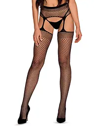 Колготки з імітацією панчох Obsessive Garter S815 S-L чорний - мініатюра 2