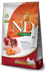 Сухий беззерновий корм для собак малих порід Farmina N&D Grain Free PUMPKIN CHICKEN & POMEGRANATE ADULT MINI з куркою та гранатом 2.5 кг