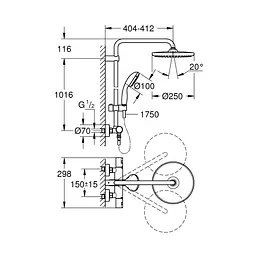 Душова система термостатична Grohe QuickFix Vitalio Start System 250 266772430, Чорний матовий - мініатюра 2