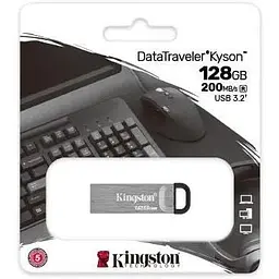 USB флеш-накопичувач Kingston DataTraveler Kyson 128GB USB-A 3.2 Gen 1 Silver/Black (DTKN/128GB) [52238] - мініатюра 3