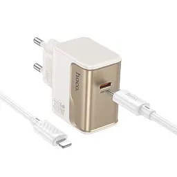 Зарядний пристрій Hoco CS72A Type-C PD 30W білий + кабель Type-C to Lightning