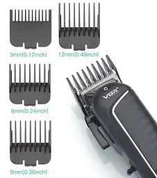 Машинка для стрижки волосся VGR V-683 LED-дисплей акумуляторна 4 насадки 10W Black - мініатюра 3