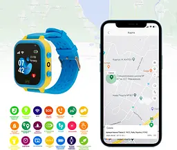 Дитячий смарт-годинник AmiGo GO009 GLORY Camera + LED Blue/Yellow [90706] - мініатюра 5
