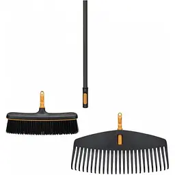 Набір Fiskars OneClick мітла та граблі для листя та ручка L (1080715)