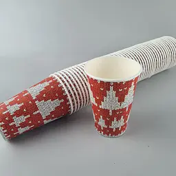 Склянки паперові одноразові 340 мл НГ "ЕЛКИ НА КРАСНОМ" (50 шт.) - мініатюра 2