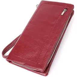 Шкіряний жіночий гаманець-клатч із відділенням під телефон ST Leather 23102 бордовий