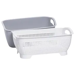 Кошик для миття овочів та фруктів Yiwu пластиковий 32х23х13 сірий HP-45-5G - мініатюра 2