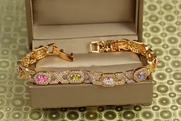 Браслет Xuping Jewelry Вічність з різнокольоровими каменями 17 см 8 мм золотистий