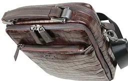 Шкіряна чоловіча сумка Mykhail Ikhtyar 20х25х7 см Коричневий (45033 croco brown) - мініатюра 5