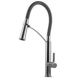 Змішувач для кухні TOPAZ MODERNO TMD-8817-H23-GR з гофро-гусаком і лійкою душ - мініатюра 4