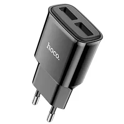 Адаптер мережевий HOCO Star round dual port charger C88A 2 порти чорний