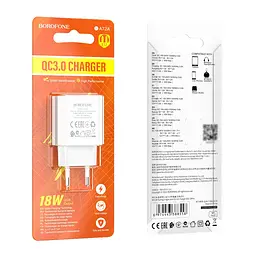 Зарядний пристрій Borofone BA72A USB QC 18W білий - мініатюра 5