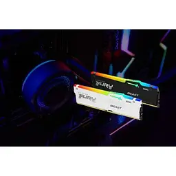 Модуль пам'яті для комп'ютера DDR5 32GB (2x16GB) 6000 MHz Beast RGB EXPO White Kingston Fury (ex.HyperX) (KF560C36BWE2AK2-32) - мініатюра 7