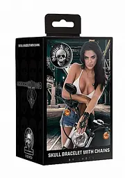 Браслет Skulls and Bones - Bracelet with Skulls and Chains - Black Ouch! 36-OU307BLK 98975 - мініатюра 4