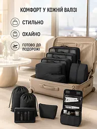 Набір дорожніх органайзерів для валізи 11 в 1 для одягу, взуття та косметики чорний (49676175) - мініатюра 4