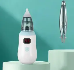 Аспіратор дитячий акумуляторний 2-в-1 BABY NOSE з LED-дисплеєм та регулятором потужності (WO-19) - мініатюра 3