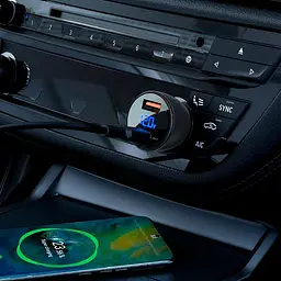 Азу - зарядне автомобільне AceFast B6 metal car charger with digital display 63W 6A металеве - мініатюра 6