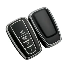 Чохол ключа Toyota чорний+срібляста окантовка 80×80 мм (4 кнопки) TPU