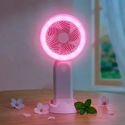 Маленький акумуляторний вентилятор Handheld Fan із підставкою для телефона, рожевий, настільний мінівентилятор - мініатюра 4