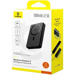 Зовнішній акумулятор Baseus Airpow II Qi2 10000mAh 22.5W Black [P10080000123-00] [134990] - мініатюра 7