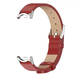 Шкіряний ремінець Mijobs для фітнес браслета Xiaomi Mi Smart Band 8 Red Silver - мініатюра 2