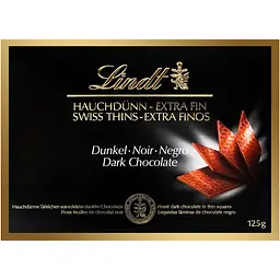 Цукерки Lindt Dark Chocolate Swiss Thins з чорним шоколадом, 125 г