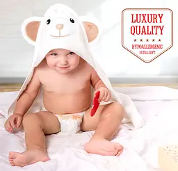 Дитячий рушник з Капюшоном Lovely Svi Ведмедик з коричневими вушками в Коробці 90 х 90 см - мініатюра 4