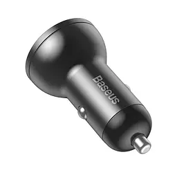 Автомобільний зарядний пристрій BASEUS Digital Display Dual USB 4.8 A 24 W (CCBX-0G) з екраном темно-сіре - мініатюра 3