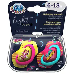 Силіконова симетрична пустушка Canpol babies Neon Love 6-18 міс. 2 шт. рожевий (22/653_pin)