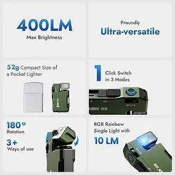Універсальний кишеньковий EDC ліхтар Wuben G5 RGB Green | 400 LM | 82 м - мініатюра 5