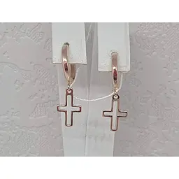 Золоті сережки KievGold Хрестики. 2/1074 - мініатюра 4