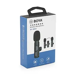 Петличний бездротовий мікрофон BOYA BY-MW3(2шт), роз'єм Type-C, вбудований акумулятор 80 mAh, Black, Box - мініатюра 2