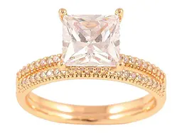 Каблучка XUPING Позолота 18K "Подвійне з інкрустацією цирконієм і фіанітом" (257270) р.17 - мініатюра 2