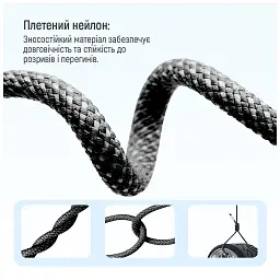 Дата кабель USB-C to USB-C 2.0m (braided cotton) (PD Fast Charging 60W) 3.0А black ColorWay (CW-CBPDCC068-BK) - мініатюра 11