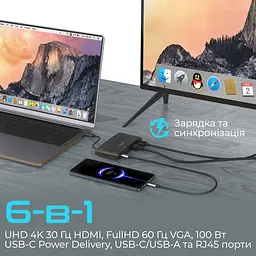 USB-Хаб Promate на 6 портів (mediahub-c6.black) - мініатюра 3