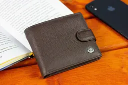 Шкіряне чоловіче портмоне на кнопці ST Leather ST104 коричневе 9,5 см - мініатюра 4