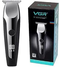Машинка для стрижки волосся VGR V-059, Професійна бездротова машинка з LED-дисплеєм, тример, 6 насадок