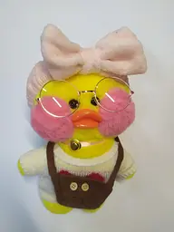 М'яка Качка Lalafanfan Duck в одязі 30см у пов'язці білий светрик