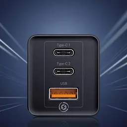 Мережевий зарядний пристрій Baseus GaN2 Pro Quick Charger 1 USB + 2Type-C 65W CCGAN2P-B01 Black - мініатюра 5