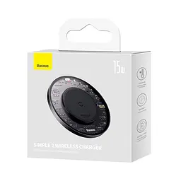 Бездротовий ЗП Baseus Simple 2 Wireless Charger 15W чорний CCJJ050001 - мініатюра 2