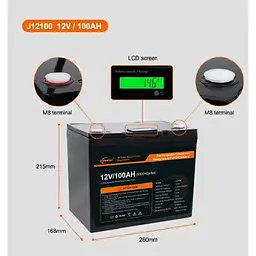 Акумулятор JSDsolar LiFePO4 12V [12.8V/100Ah/1280Wh] [JSDS12100LED] [152899] - мініатюра 7