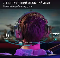 Ігрові навушники з мікрофоном Fifine H-9B USB 7.1 Black - мініатюра 7