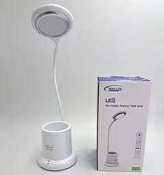 Настільна LED-лампа акумуляторна на гнучкій ніжці з органайзером світильник Tedlux TL-1006 біла - мініатюра 2