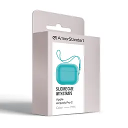 Силіконовий чохол для навушників Apple AirPods Pro 2 2022, Silicone Case with straps, бірюзовий, захисний чохол з ремінцем, ультратонкий і легкий, повний захист, з підвіскою, м"який силікон, ArmorStandart (ARM68615) - мініатюра 3