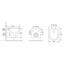 Унітаз підвісний Mixxus Premium Ellipse-0303-T3 Black 520x365x360 мм, система змиву Tornado 3.0 MP6591, Чорний матовий - мініатюра 2