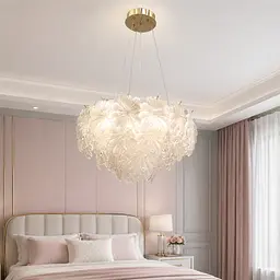 Золота підвісна LED-люстра Artlight 813/500GD з матовим скляним листям, 93 Вт, від 10-18 м²