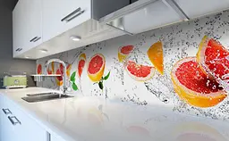 Кухонний фартух Грейпфрути вінілова наклейка для кухні цитруси Фрукти Білий 60х300 см Happy Pocket Z181310 - мініатюра 6