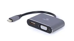 Адаптер USB 3.1 Type-C (M) - VGA (F) + HDMI (F), Cablexpert, Grey, 15 см (A-USB3C-HDMIVGA-01)