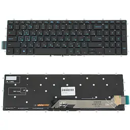 Клавіатура для ноутбука DELL (Inspiron: 7566, 7567) rus, black, без фрейма, підсвічування клавішBLUE (оригінал)