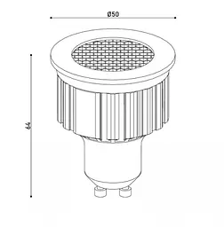 Лампа LED GU10 5WCOB 3000К 450Lm HONEYCOMB FILTER DIM KLOODI KDGU10-HC 5WCOB 3K 36D BK DIM - мініатюра 2